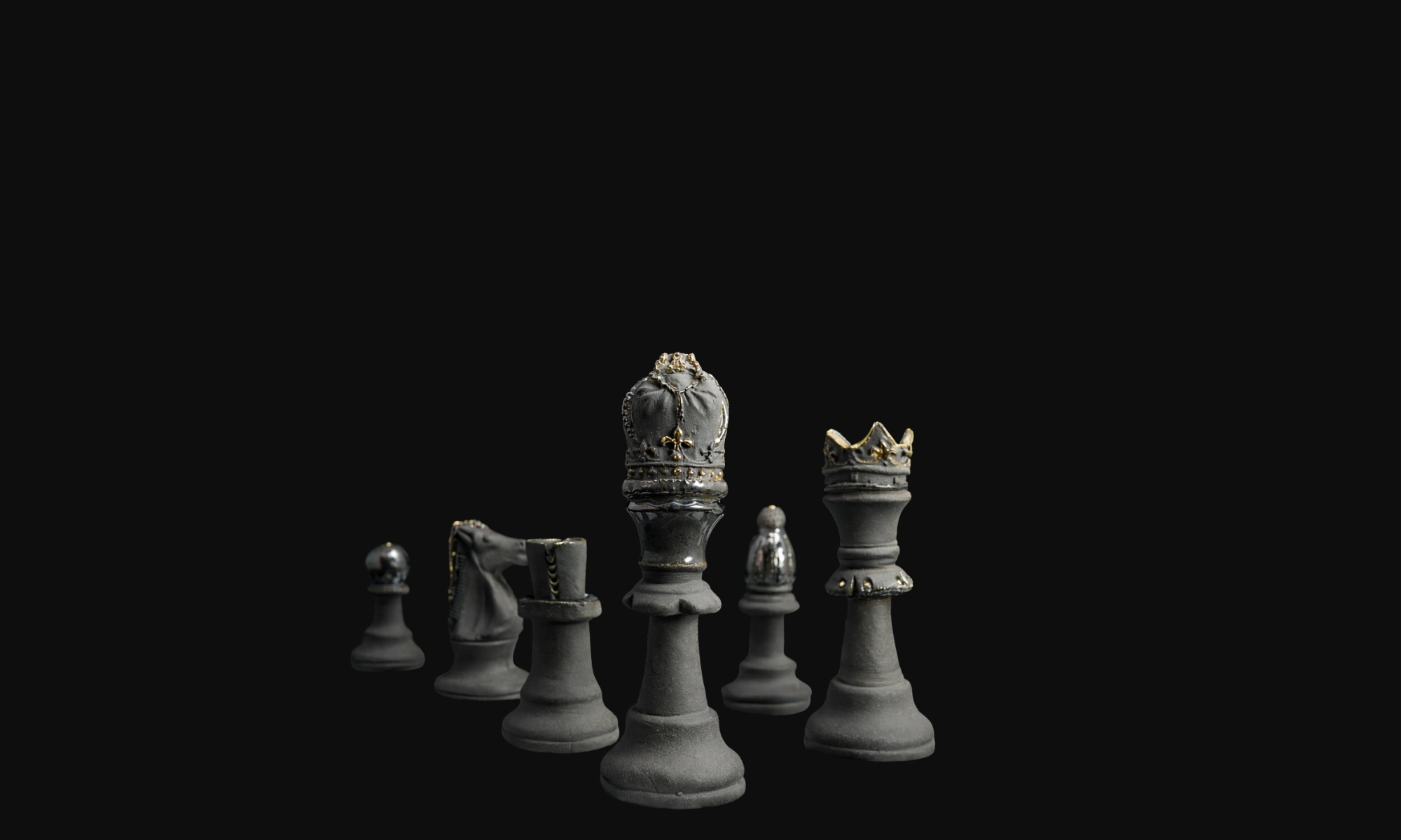 Handmade ceramic chess pieces