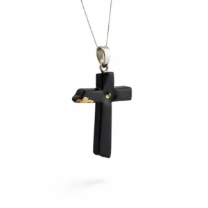Juodo porceliano kryželis - pakabukas