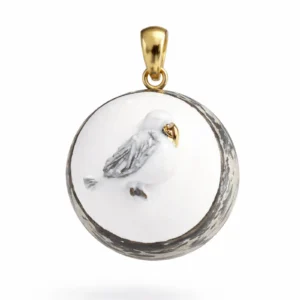 80 Porcelianinis papuošalas 'Paukštis" | Kabošonas su skulptūriniu objektu