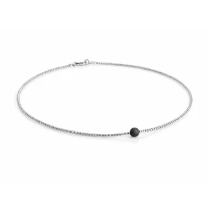 Sidabrinis kolje su porceliano akmenuku centre