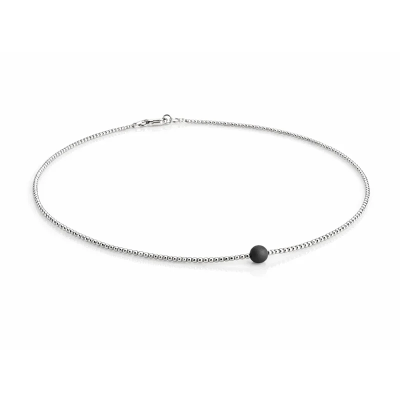 Sidabrinis kolje su porceliano akmenuku centre