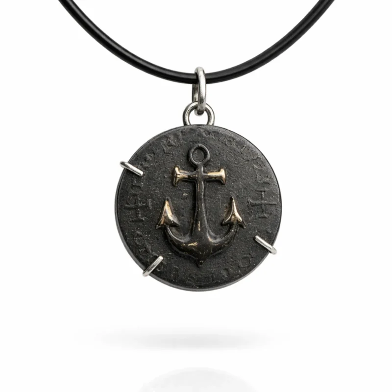 Rankų darbo papuošalai vyrams | porcelianinis pakabukas "Sėkmės moneta"