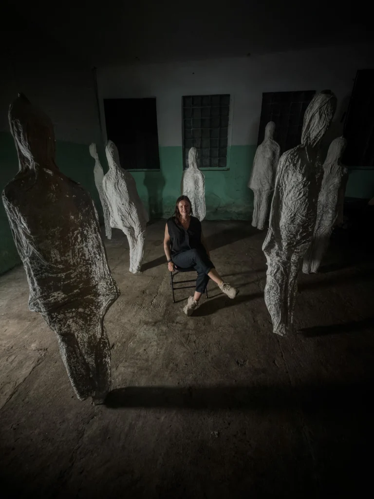 Ramunė Burškaitienė in her installation “Shells” at the “Aritmija” arts festival